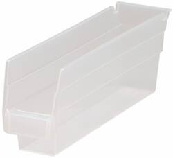 Quantum Storage - 30 Lb. Load Capacity, 11-5/8" Deep, Clear Polypropylene Hopper Shelf Bin - 4" High x 2-3/4" Wide x 11-5/8" Long - Strong Tooling