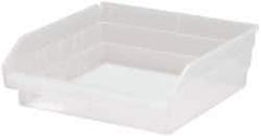 Quantum Storage - 30 Lb. Load Capacity, 11-5/8" Deep, Clear Polypropylene Hopper Shelf Bin - 4" High x 11-1/8" Wide x 11-5/8" Long - Strong Tooling