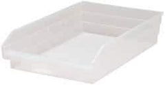 Quantum Storage - 40 Lb. Load Capacity, 17-7/8" Deep, Clear Polypropylene Hopper Shelf Bin - 4" High x 11-1/8" Wide x 17-7/8" Long - Strong Tooling