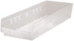 Quantum Storage - 50 Lb. Load Capacity, 23-5/8" Deep, Clear Polypropylene Hopper Shelf Bin - 4" High x 8-3/8" Wide x 23-5/8" Long - Strong Tooling