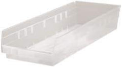 Quantum Storage - 50 Lb. Load Capacity, 23-5/8" Deep, Clear Polypropylene Hopper Shelf Bin - 4" High x 8-3/8" Wide x 23-5/8" Long - Strong Tooling