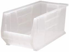 Quantum Storage - 125 Lb. Load Capacity, 23-7/8" Deep, Clear Polypropylene Hopper Stacking Bin - 10" High x 11" Wide x 23-7/8" Long - Strong Tooling