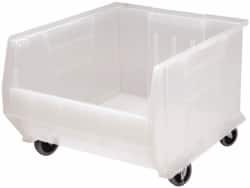 Quantum Storage - 125 Lb. Load Capacity, 23-7/8" Deep, Clear Polypropylene Hopper Stacking Bin - 12" High x 18-1/4" Wide x 23-7/8" Long - Strong Tooling