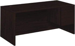 Hon - Woodgrain Laminate Right Pedestal Desk - 66" Wide x 30" Deep x 29-1/2" High, Mahogany - Strong Tooling