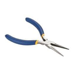 Irwin - 5-1/2" OAL, 1-1/4" Jaw Length x 9/16" Jaw Width, Long Nose Needle Nose Pliers - Serrated Jaw, Standard Head, Dipped Vinyl Handles, with Spring - Strong Tooling