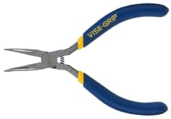 Irwin - 5" Long, 1-1/4" Jaw Length Smooth Jaw, Bent Nose Plier - Dipped Vinyl Handle - Strong Tooling