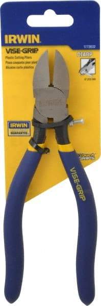 Irwin - 8" OAL, 16 AWG Capacity, Semi-Flush Cutting Pliers - 1" Jaw Length x 1-1/16" Jaw Width, Oval Head, Dipped Vinyl Handle - Strong Tooling