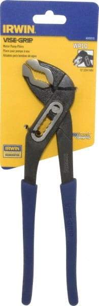 Irwin - 10" OAL, 2" Max Capacity, 7 Position Water Pump Tongue & Groove Pliers - Serrated V-Jaws, Curved Head, Dipped Vinyl Handles - Strong Tooling