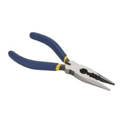 Irwin - 6" OAL, 1-7/8" Jaw Length x 3/4" Jaw Width, Long Nose Side Cutting Electrician's Pliers - Serrated Jaw, Crimper, Cutter & Stripper Head, Dipped Vinyl Handles - Strong Tooling