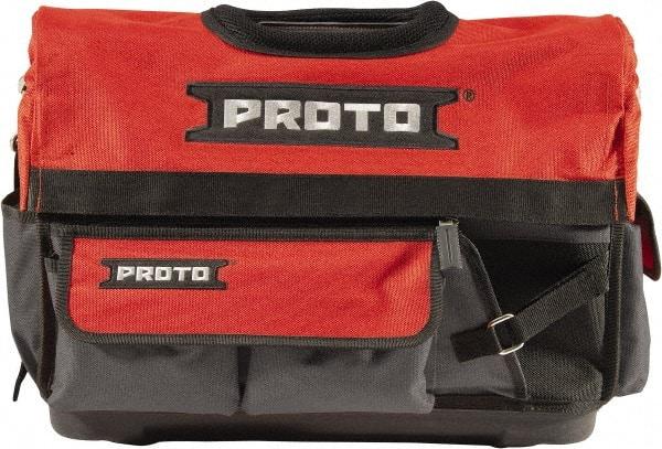 Proto - 10 Pocket Gray & Red Polyester Tool Bag - 20" Wide x 11" Deep x 15" High - Strong Tooling