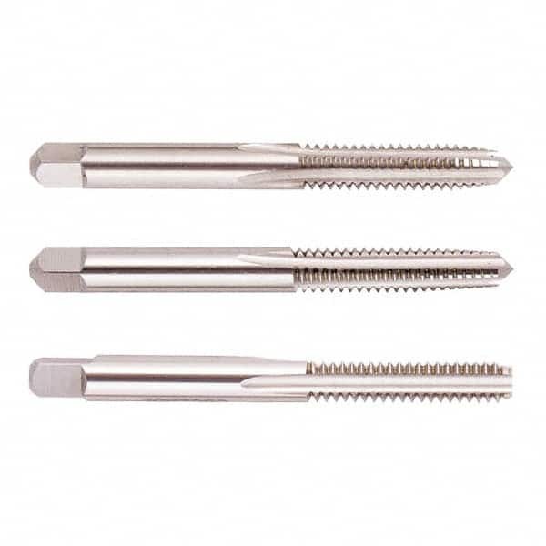 Regal Cutting Tools - M14x2.00 Metric, 4 Flute, Bottoming, Plug & Taper, Uncoated, Uncoated Finish, High Speed Steel Tap Set - 3-19/32" OAL, 1-21/32" Thread Length, 6H Class of Fit - Exact Industrial Supply