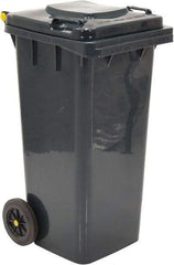 Vestil - 32 Gal Gray Square Trash Can - Polyethylene, None Graphic, 38" High x 21-13/16" Long x 18-3/4" Wide, Lid Included - Strong Tooling