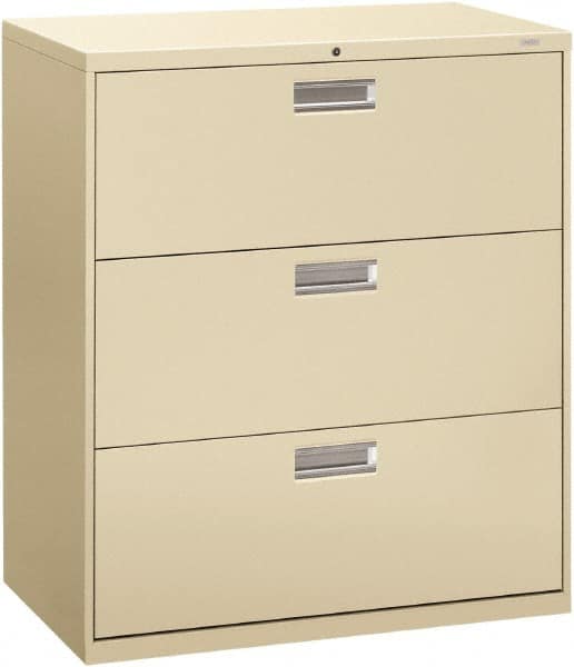 Hon - 36" Wide x 40.88" High x 19-1/4" Deep, 3 Drawer Lateral File - Steel, Putty - Strong Tooling