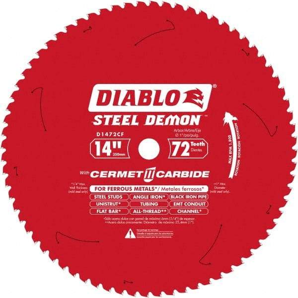 Freud - 14" Blade Diam, 90 Teeth, Carbide-Tipped Cold Saw Blade - 1" Arbor Hole Diam, 0.071" Blade Thickness - Strong Tooling