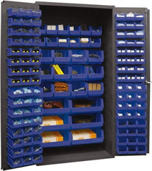 Durham - 126 Bin Storage Cabinet - Steel, 36" Wide x 24" Deep x 72" High, Blue - Strong Tooling