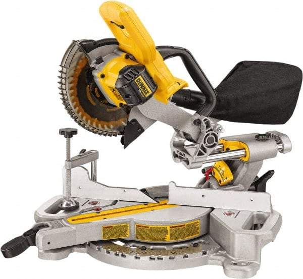 DeWALT - 4 Amp, 20 Volt, 3,750 RPM, 48° Left Single Bevel Sliding Miter Saw - 5/8" Arbor, 7-1/4" Blade Diam - Strong Tooling