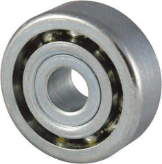 Nice - 1/4" Bore Diam, 7/8" OD, Open Unground Full Complement Radial Ball Bearing - 1/4" Wide, 1 Row, Round Bore, 403 Lb Dynamic Capacity - Strong Tooling