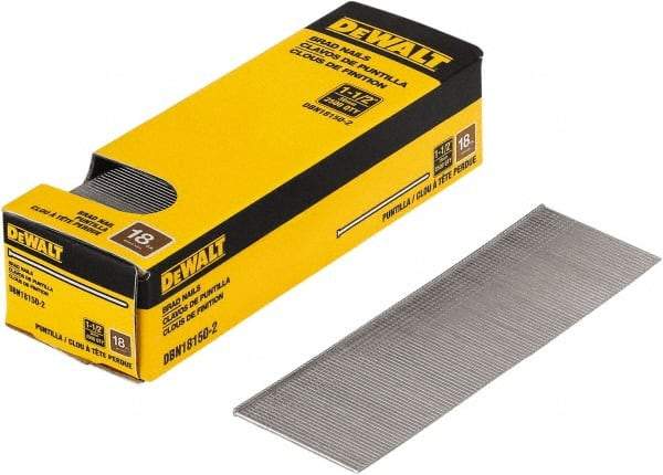 DeWALT - 18 Gauge 1-1/2" Long Brad Nails for Power Nailers - Steel, Bright Finish, Smooth Shank, Straight Stick Collation, Brad Head, Chisel Point - Strong Tooling