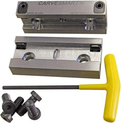 CarveSmart - 3/4" Jaw Width, 1.685" Jaw Height, 3/4" Jaw Thickness, Quick Change Jaw System Vise Jaw Sets - Steel, Bolt-On, 2 Jaws, Semi-Hard Jaws - Strong Tooling