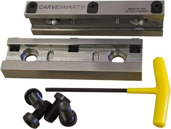 CarveSmart - 3/4" Jaw Width, 1.685" Jaw Height, 3/4" Jaw Thickness, Quick Change Jaw System Vise Jaw Sets - Steel, Bolt-On, 2 Jaws, Semi-Hard Jaws - Strong Tooling