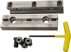 CarveSmart - 1" Jaw Width, 1.99" Jaw Height, 1" Jaw Thickness, Quick Change Jaw System Vise Jaw Sets - Steel, Bolt-On, 2 Jaws, Semi-Hard Jaws - Strong Tooling