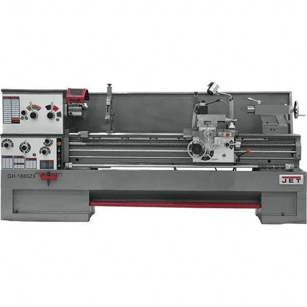 Jet - 18" Swing, 60" Between Centers, 230 Volt, Triple Phase Engine Lathe - 7MT Taper, 7-1/2 hp, 25 to 1,800 RPM, 3-1/8" Bore Diam - Strong Tooling