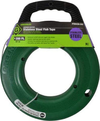 Greenlee - 200 Ft. Long x 1/8 Inch Wide, 0.045 Inch Thick, Stainless Steel Fish Tape - 400 Lb. Pulling Strength, Includes Case - Strong Tooling