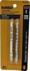 DeWALT - 4" Long, 6 Teeth per Inch, High Carbon Steel Jig Saw Blade - Toothed Edge, 1/4" Wide x 0.035" Thick, T-Shank - Strong Tooling