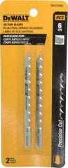 DeWALT - 4" Long, 6 Teeth per Inch, High Carbon Steel Jig Saw Blade - Toothed Edge, 1/4" Wide x 0.06" Thick, T-Shank - Strong Tooling