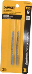 DeWALT - 3" Long, 12 Teeth per Inch, High Carbon Steel Jig Saw Blade - Toothed Edge, 1/4" Wide x 0.06" Thick, T-Shank - Strong Tooling