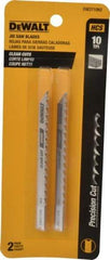 DeWALT - 4" Long, 10 Teeth per Inch, High Carbon Steel Jig Saw Blade - Toothed Edge, 1/4" Wide x 0.06" Thick, U-Shank - Strong Tooling