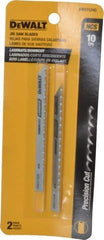 DeWALT - 4" Long, 10 Teeth per Inch, High Carbon Steel Jig Saw Blade - Toothed Edge, 1/4" Wide x 0.06" Thick, U-Shank - Strong Tooling