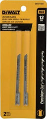 DeWALT - 3" Long, 12 Teeth per Inch, High Carbon Steel Jig Saw Blade - Toothed Edge, 1/4" Wide x 1/16" Thick, U-Shank - Strong Tooling