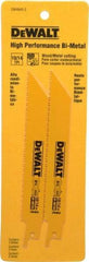 DeWALT - 6" Long x 3/4" Thick, Bi-Metal Reciprocating Saw Blade - Straight Profile, 10 to 14 TPI, Toothed Edge, Universal Shank - Strong Tooling