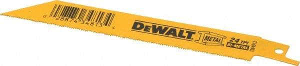 DeWALT - 6" Long x 3/4" Thick, Bi-Metal Reciprocating Saw Blade - Straight Profile, 24 TPI, Toothed Edge, Universal Shank - Strong Tooling