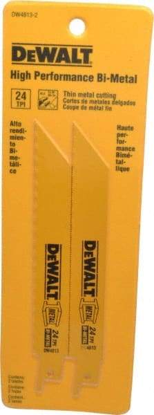 DeWALT - 6" Long x 3/4" Thick, Bi-Metal Reciprocating Saw Blade - Straight Profile, 24 TPI, Toothed Edge, Universal Shank - Strong Tooling