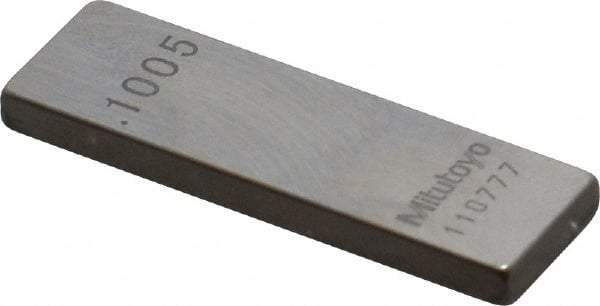 Mitutoyo - 0.1005" Rectangular Steel Gage Block - Accuracy Grade 0, Includes Certificate of Inspection - Strong Tooling