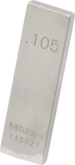 Mitutoyo - 0.105" Rectangular Steel Gage Block - Accuracy Grade 0, Includes Certificate of Inspection - Strong Tooling