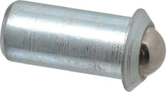 Gibraltar - 0.0786" Body Length x 3/8" Body Diam, 2.5 Lb Init to 7 Lb Final End Force, Steel Press Fit Ball Plunger - 5/16" Ball Diam, 0.11" Max Ball Reach, 0.078" Flange Thickness - Strong Tooling