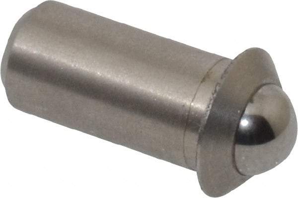 Gibraltar - 0.0394" Body Length x 3/16" Body Diam, 2 Lb Init to 5 Lb Final End Force, Stainless Steel Press Fit Ball Plunger - 5/32" Ball Diam, 0.058" Max Ball Reach, 0.04" Flange Thickness - Strong Tooling