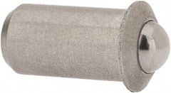 Gibraltar - 0.0471" Body Length x 1/4" Body Diam, 3 Lb Init to 7 Lb Final End Force, Stainless Steel Press Fit Ball Plunger - 3/16" Ball Diam, 0.07" Max Ball Reach, 0.045" Flange Thickness - Strong Tooling