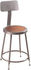 NPS - 16-3/4" Wide x 18-1/2" Deep x 44 to 53-1/2" High, Standard Base, Adjustable Seat Stool - Hardboard Seat, Gray and Brown - Strong Tooling