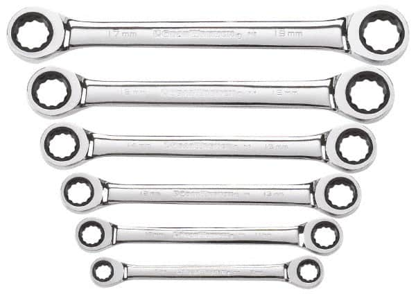 GearWrench - 6 Piece, 8mm x 9mm to 17mm x 19mm, Ratchet Set - Metric Measurement Standard, Chrome Finish, Comes in Display Card - Strong Tooling