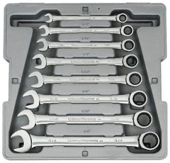 GearWrench - 8 Piece, 5/16" to 3/4", Combination Wrench Set - Inch Measurement Standard, Chrome Finish, Comes in Tray - Strong Tooling