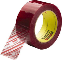 3M - 2" x 110 Yd Clear & Red Rubber Adhesive Sealing Tape - Polypropylene Film Backing, 1.9 mil Thick, 44 Lb Tensile Strength, Series 3779 - Strong Tooling