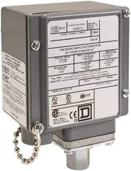 Square D - 4, 13 and 4X NEMA Rated, SPDT, 20 to 1,000 psi, Electromechanical Pressure and Level Switch - Fixed Pressure, 120 VAC at 6 Amp, 125 VDC at 0.22 Amp, 240 VAC at 3 Amp, 250 VDC at 0.27 Amp, 1/4 Inch Connector, Screw Terminal, For Use with 9012G - Strong Tooling