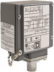 Square D - 4, 13 and 4X NEMA Rated, DPDT, 90 to 2,900 psi, Electromechanical Pressure and Level Switch - Fixed Pressure, 120 VAC at 6 Amp, 125 VDC at 0.22 Amp, 240 VAC at 3 Amp, 250 VDC at 0.27 Amp, 1/4 Inch Connector, Screw Terminal, For Use with 9012G - Strong Tooling