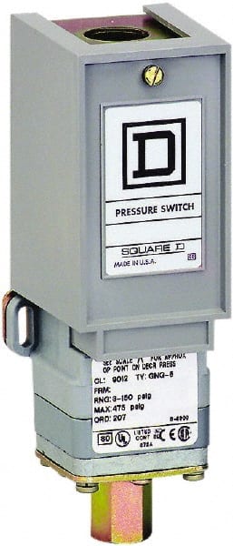 Square D - 1 NEMA Rated, SPDT, 1 to 40 psig, Electromechanical Pressure and Level Switch - Exact Industrial Supply