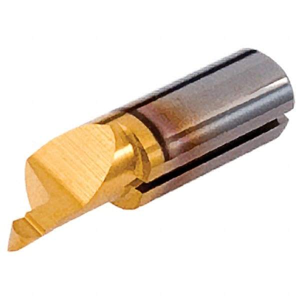 Iscar - 2.01mm Groove Width, 7.87mm Min Hole Diam, 11mm Max Hole Depth, Face Grooving Tool - 3.99mm Projection, 0.591" Shank Length, 26.01mm OAL, Solid Carbide, TiN/TiAlN Finish - Exact Industrial Supply