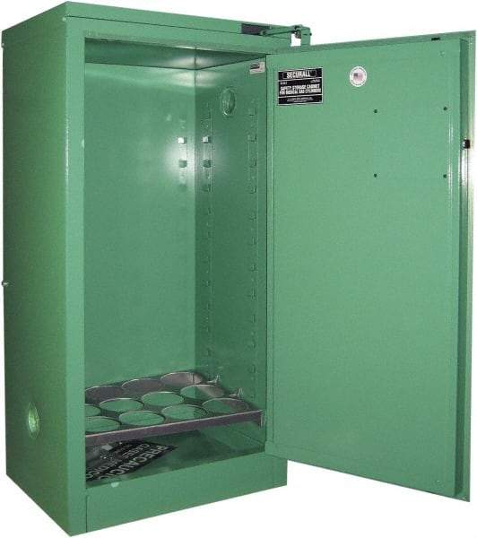 Securall Cabinets - 1 Door, Green Steel Standard Safety Cabinet for Flammable and Combustible Liquids - 46" High x 23" Wide x 18" Deep, Self Closing Door, 3 Point Key Lock, D, E Cylinder Capacity - Strong Tooling